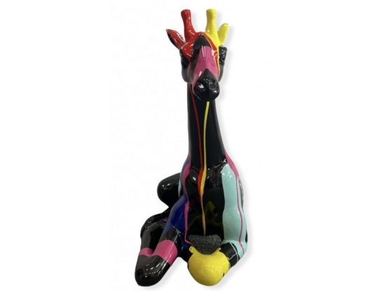 GIRAFFA IN RESINA ALTA 85 CM NERO TRASH