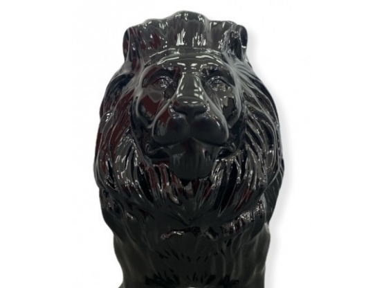 STATUA LEONE IN RESINA ALTA 75 CM NERA