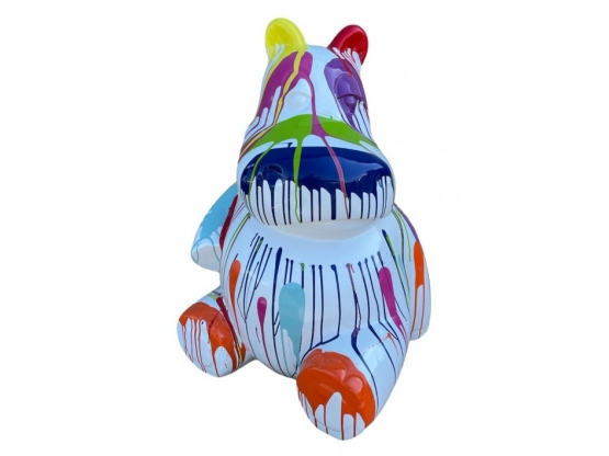 STATUA DI IPPopotamo IN RESINA ALTEZZA 100 CM BIANCO MULTICOLOR