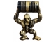 STATUA GORILLA ORIGAMI IN RESINA CON BIDONE 95 CM NERO TRASH ORO