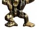 STATUA GORILLA ORIGAMI IN RESINA CON BIDONE 95 CM NERO TRASH ORO
