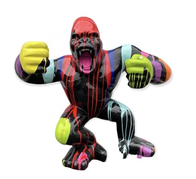 STATUA GORILLA IN RESINA 110 CM - NERO MULTICOLOR