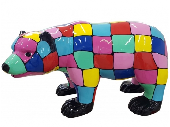 STATUA ORSO IN RESINA 60 CM x 100 CM - SMARTIES MULTICOLORI