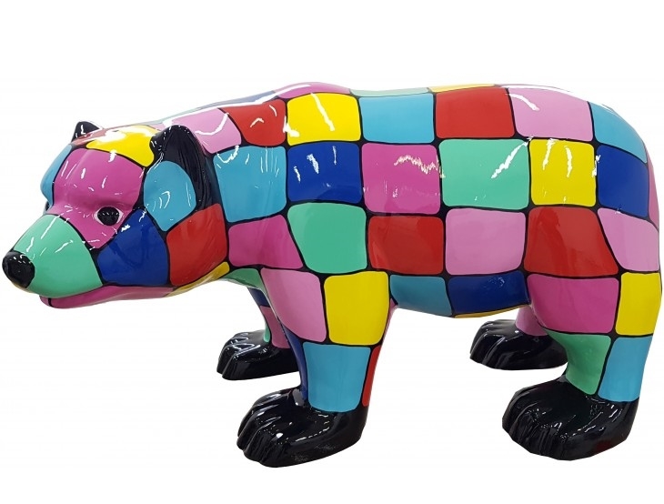 STATUA ORSO IN RESINA 60 CM x 100 CM - SMARTIES MULTICOLORI