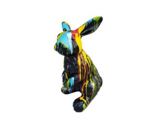 STATUA CON CONIGLIO IN RESINA ALTA 115 CM - NERO MULTICOLOR