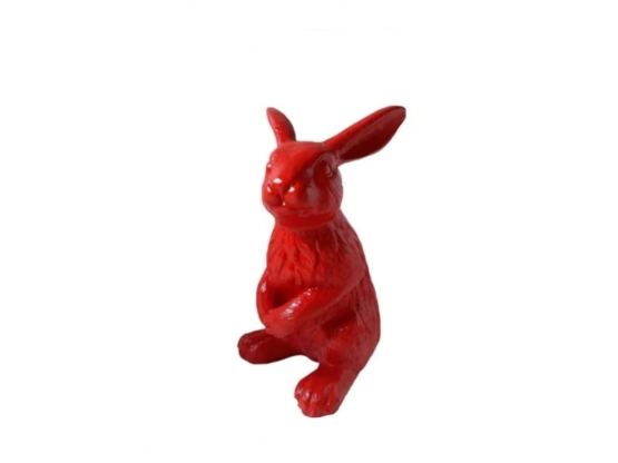 STATUA CON CONIGLIO IN RESINA ALTA 115 CM - ROSSO