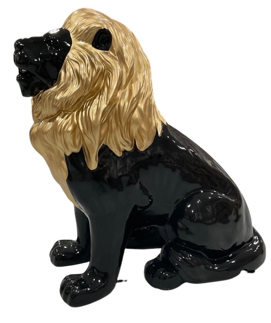 STATUA LEONE IN RESINA XXL ALTEZZA 138 CM NERO/ORO
