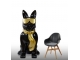 STATUA CAGNOLINO BULLDOG FRANCESE IN RESINA NERA TRASH 190 CM