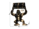 STATUA GORILLA ORIGAMI IN RESINA CON BIDONE 95 CM NERO TRASH ORO