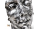 STATUA VISO IN RESINA PATINATA ARGENTO H 52 CM