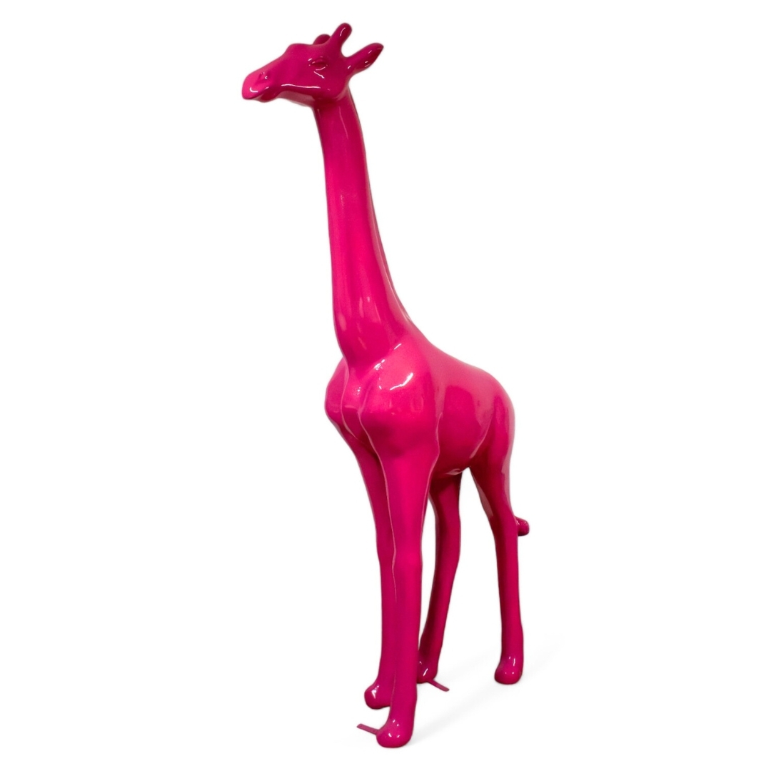 STATUA GIRAFFA ROSA IN RESINA 210 CM