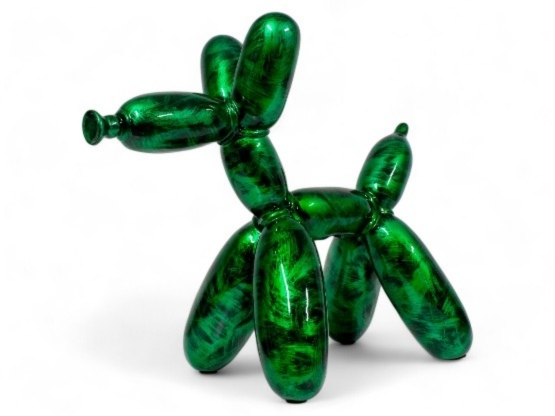 CANE PALLONE IN RESINA VERDE PATINATA 65 CM