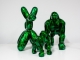 STATUA CANE CON PALLONE IN RESINA VERDE PATINATA 65 CM