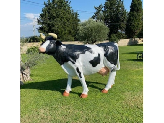 Scultura Mucca Grandezza Naturale Nero e Bianco in Resina - 225 CM