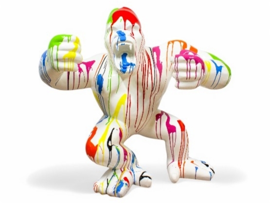 GORILLA IN RESINA TRASH BIANCO 110 CM