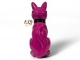 GATTO IN RESINA OCCHIALI E CRAVATTA ROSA / NERA 60 CM