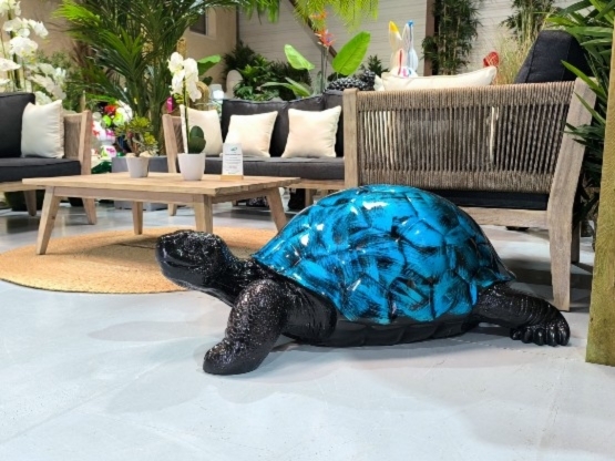TARTARUGA IN RESINA BLU PATINATA 110 CM