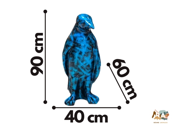STATUA PINGUINO IN RESINA BLU PATINATA 90 CM