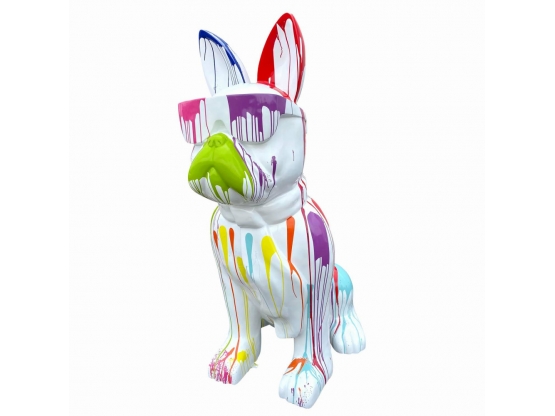 STATUA CANE BULLDOG FRANCESE IN RESINA CON CRAVATTA/OCCHIALI 190 CM