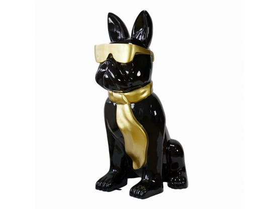 STATUA CANE BULLDOG FRANCESE IN RESINA CON CRAVATTA/OCCHIALI 190 CM