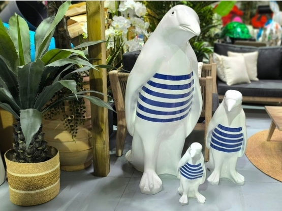 STATUA PINGUINO IN RESINA MARINARO BLU 120 CM