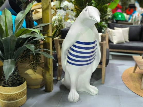 STATUA PINGUINO IN RESINA MARINARO BLU 120 CM