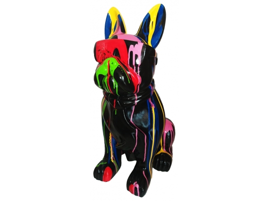 Statua in resina Bulldog Francese con occhiali colorati XL - 80 cm